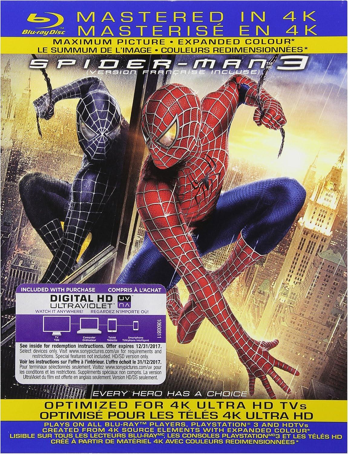 spider-man 3 4k br dvd films à vendre