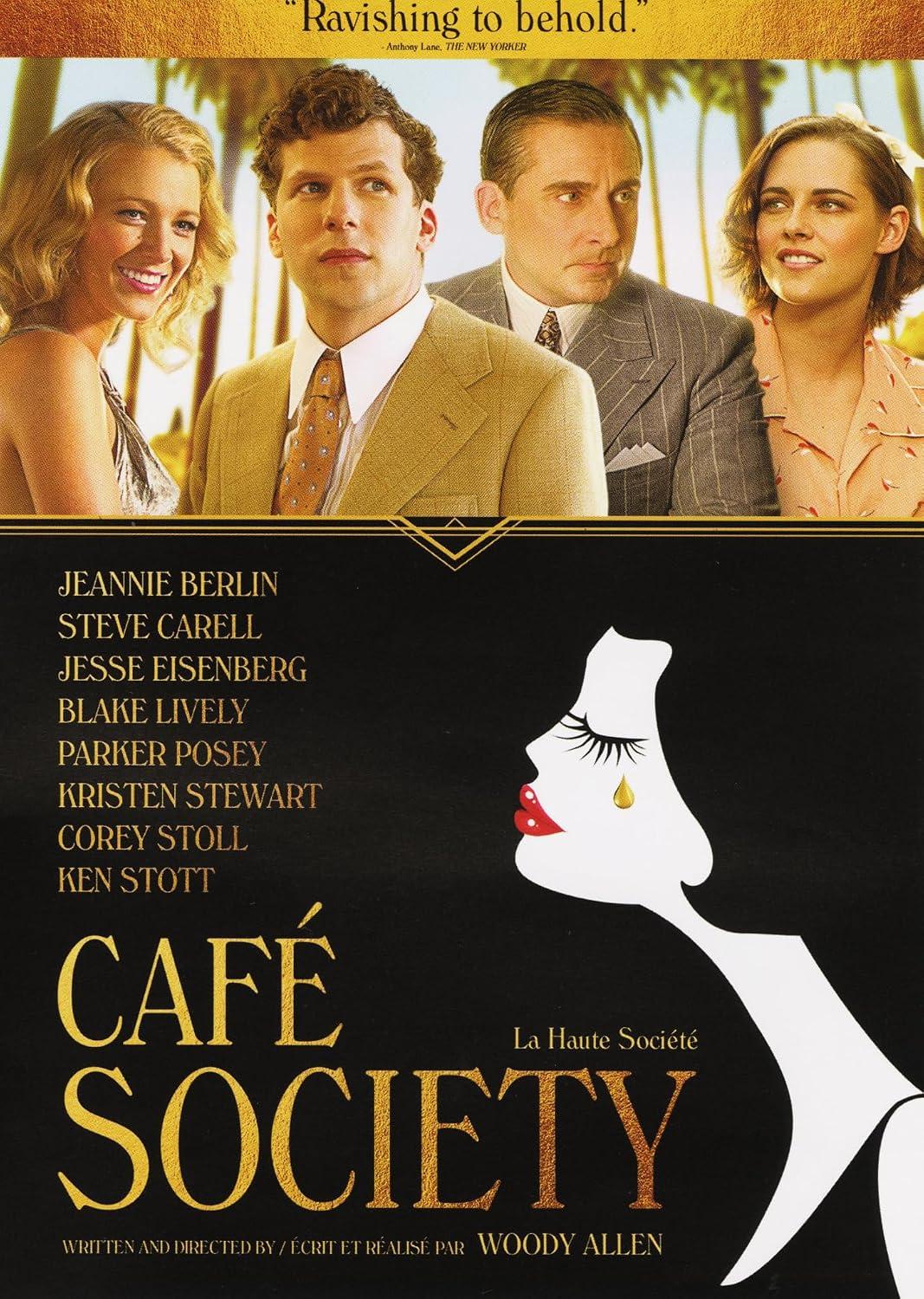 Pochette du DVD Café Society (La Haute Société), film de Woody Allen avec Jesse Eisenberg, Kristen Stewart, Steve Carell et Blake Lively.