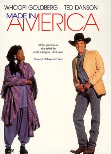 Pochette du DVD Made in America (100 % américain), comédie de Richard Benjamin avec Whoopi Goldberg, Ted Danson, Nia Long et Will Smith.